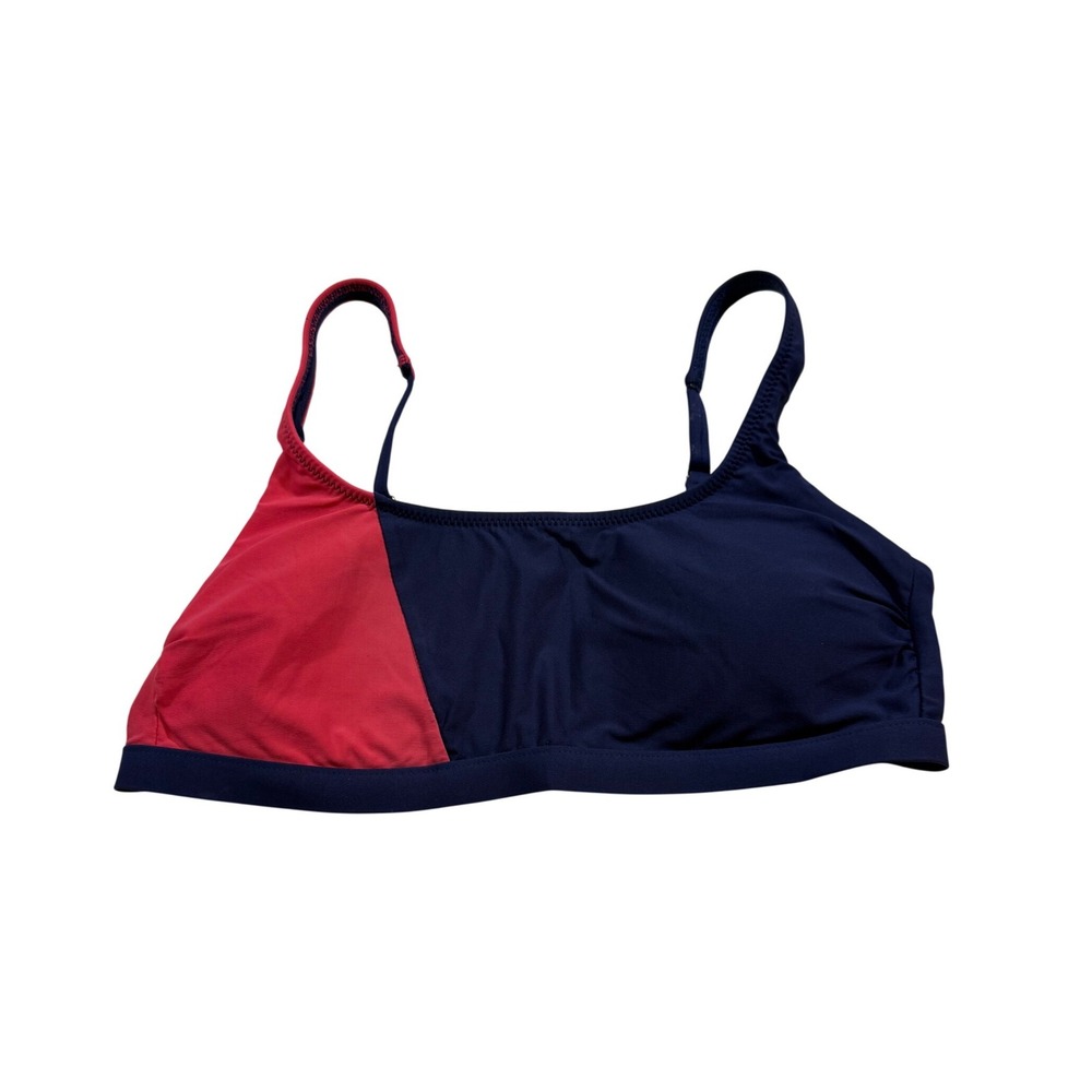 Draper James Helen Jon Bikini Top M Navy Red Colorblock Scoop Neck Swimwear